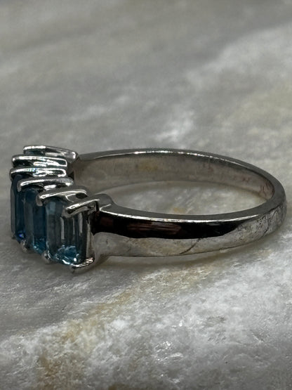 925 Sterling Silver Baguette Cut Half Eternity Ring Size M
