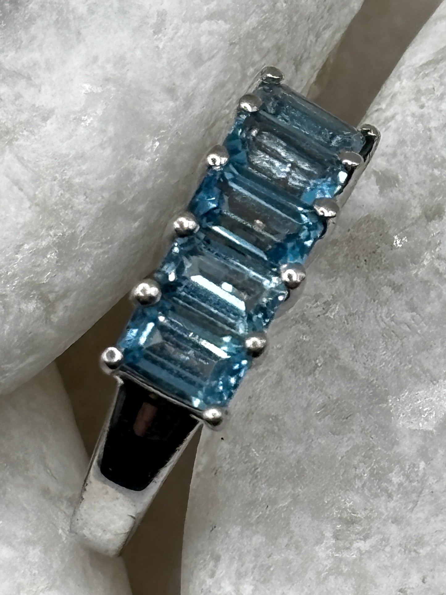 925 Sterling Silver Baguette Cut Half Eternity Ring Size M