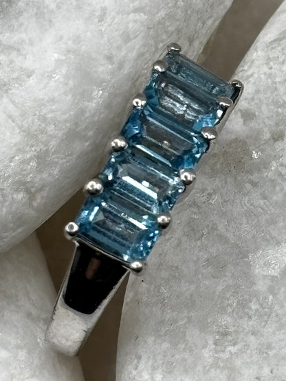 925 Sterling Silver Baguette Cut Half Eternity Ring Size M