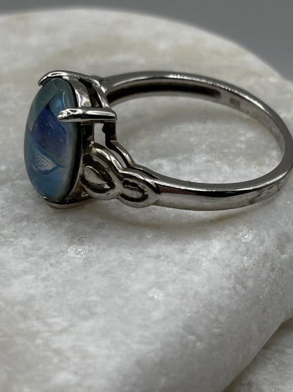 925 Sterling Silver Mosaic Opal Ring Size M