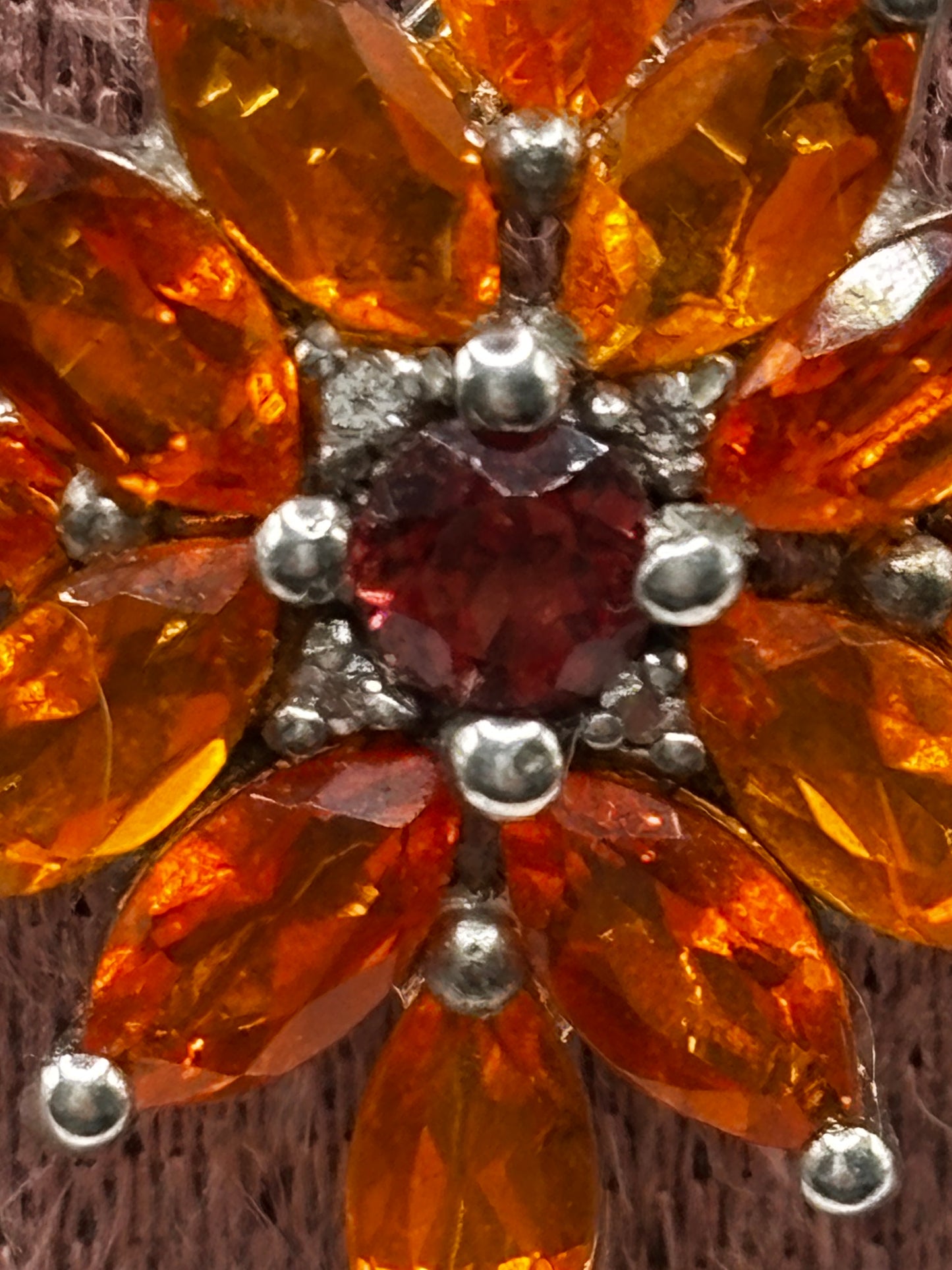 Genuine Orange Kyanite Star Cluster Pendant with Fire Opal Centre | 925 Sterling Silver | 45cm Chain | One of a Kind Statement Necklace