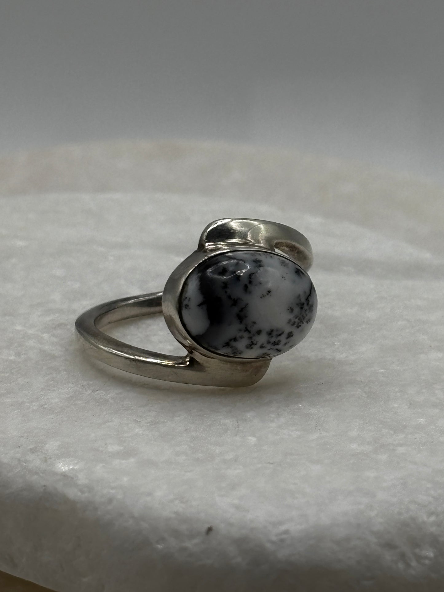 Vintage 925 Sterling Silver Dendritic Opal Ring - Size V