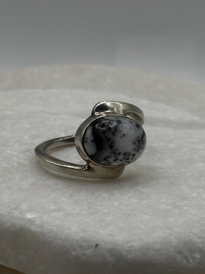 Vintage 925 Sterling Silver Dendritic Opal Ring - Size V