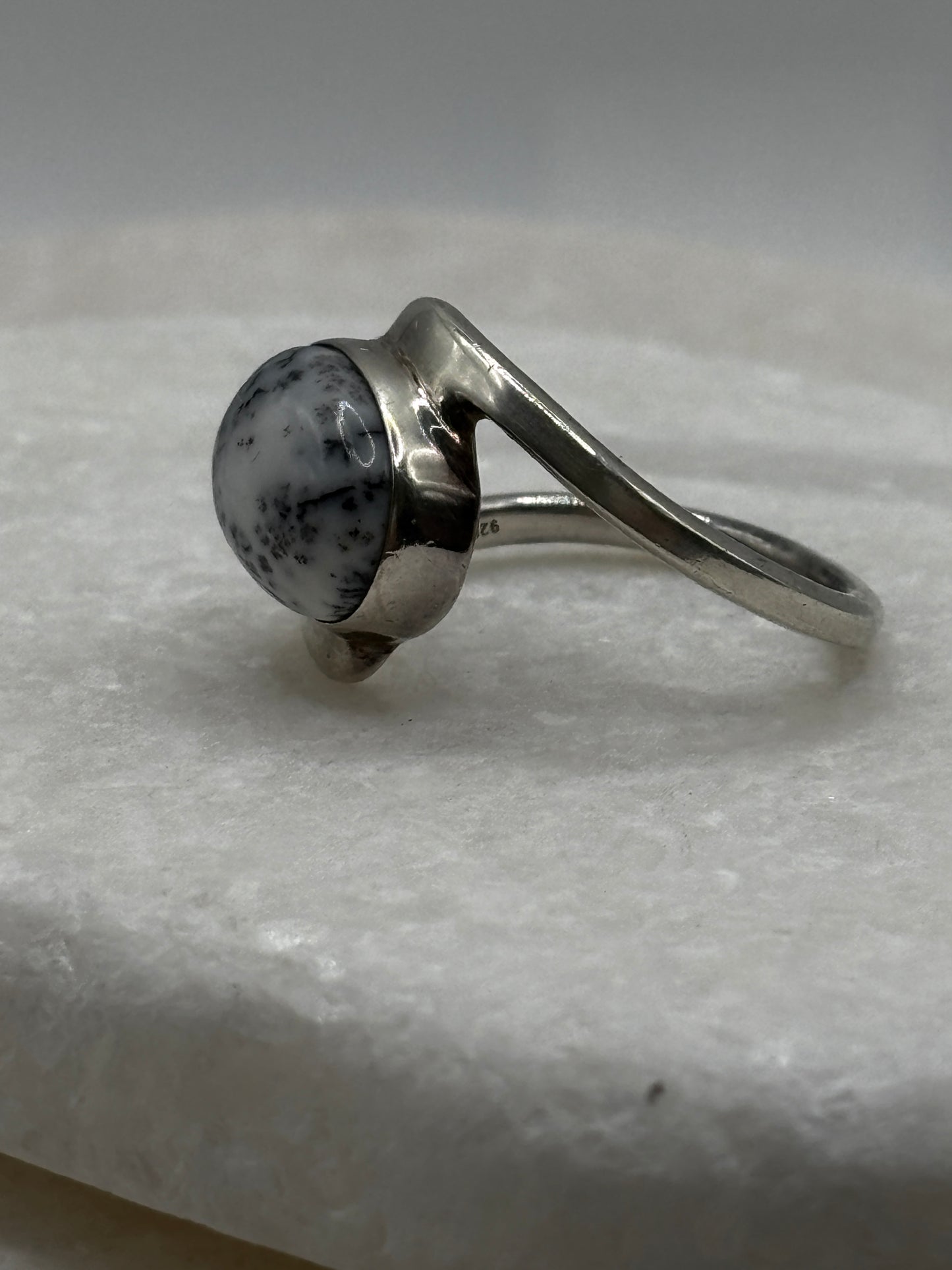 Vintage 925 Sterling Silver Dendritic Opal Ring - Size V