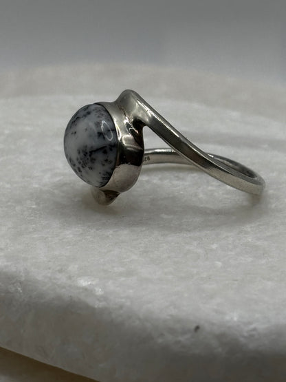Vintage 925 Sterling Silver Dendritic Opal Ring - Size V
