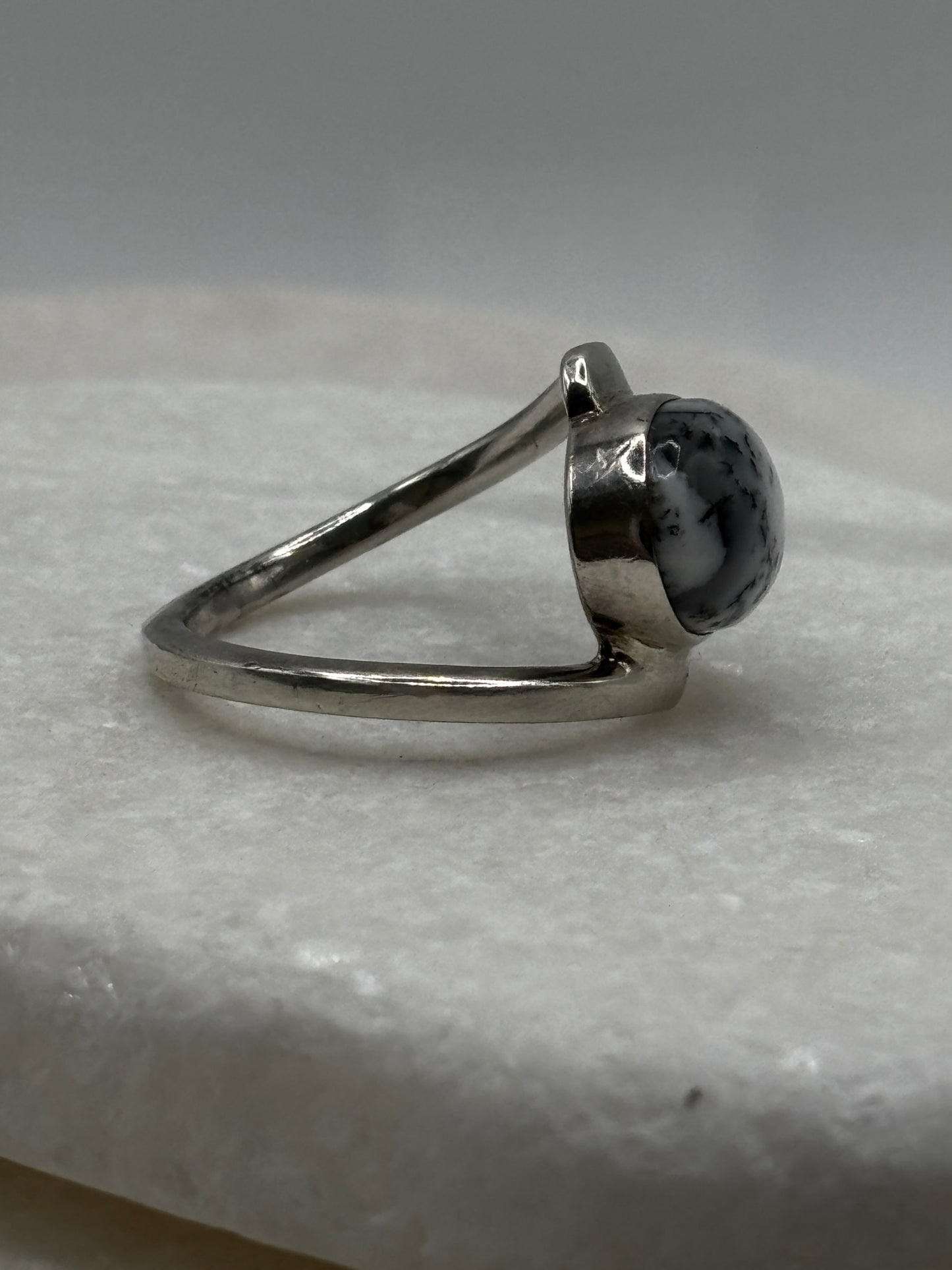 Vintage 925 Sterling Silver Dendritic Opal Ring - Size V