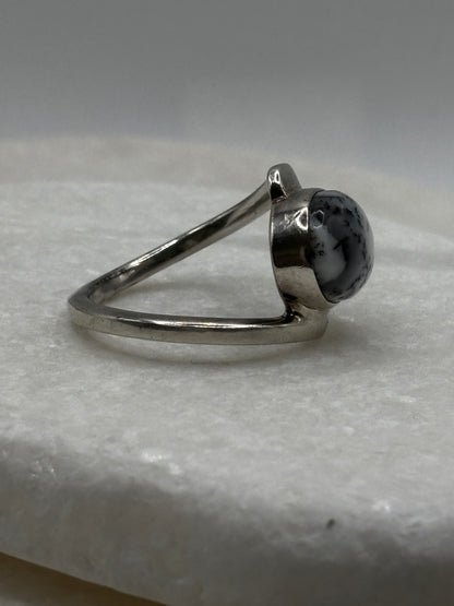 Vintage 925 Sterling Silver Dendritic Opal Ring - Size V