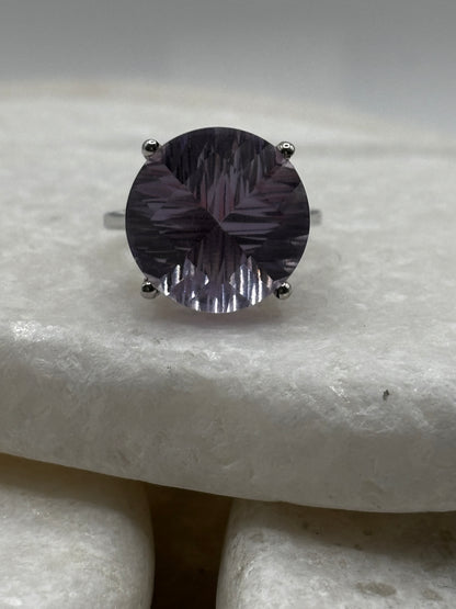 925 Sterling Silver Amethyst Fantasy Cut Cocktail Ring - Size M