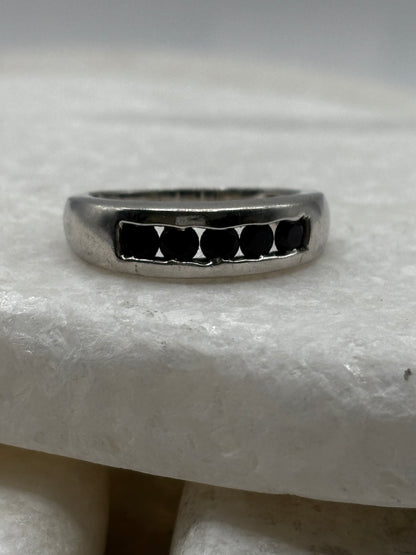 925 Sterling Silver Channel Set Black Spinel Half Eternity Ring