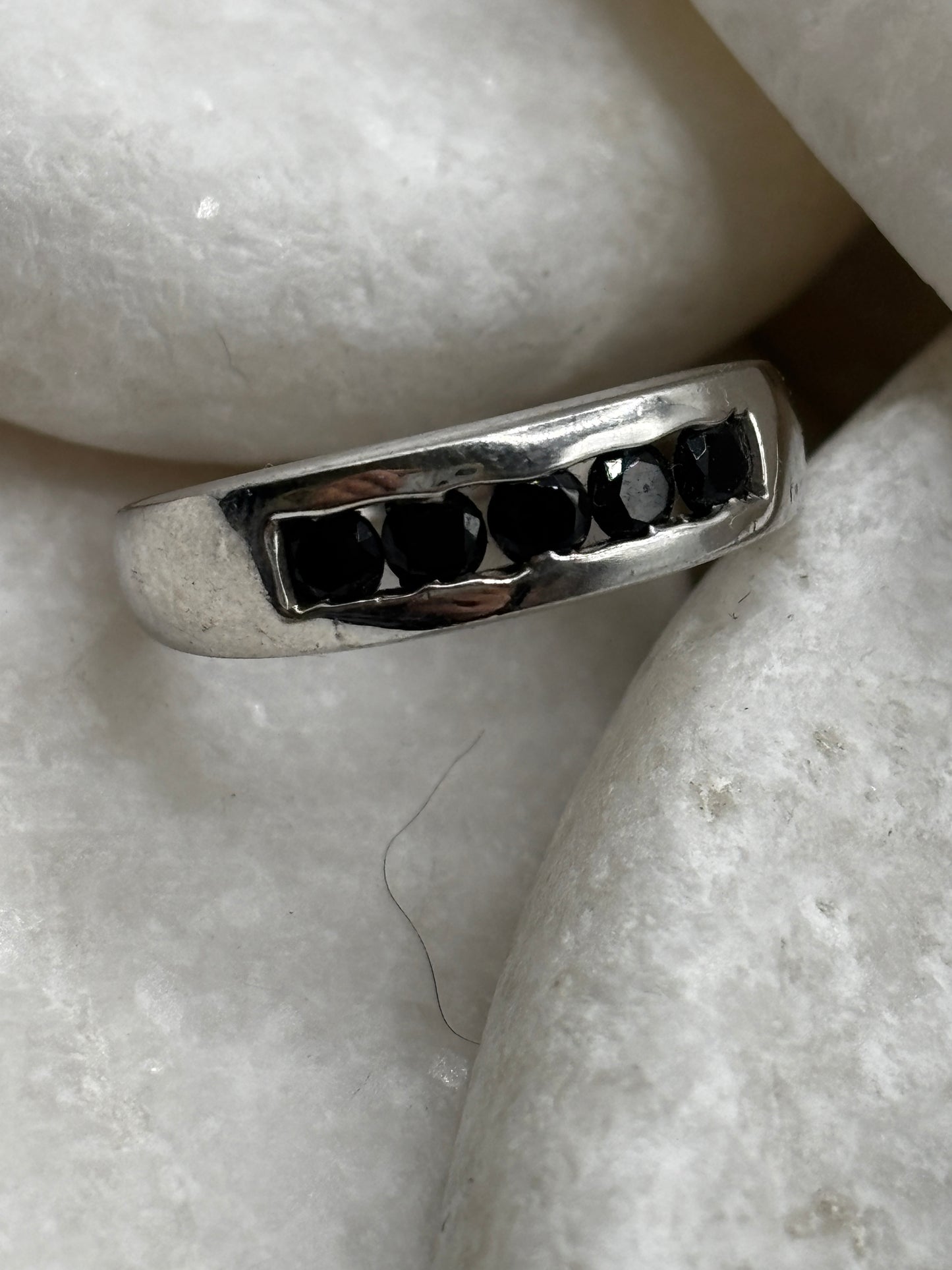 925 Sterling Silver Channel Set Black Spinel Half Eternity Ring