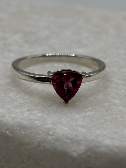 925 Sterling Silver Pink Topaz Ring - UK Size N