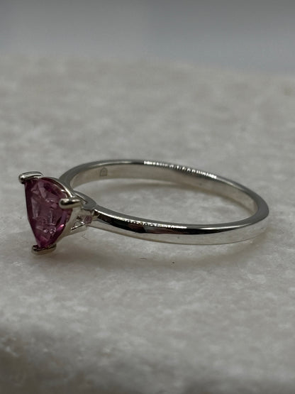 925 Sterling Silver Pink Topaz Ring - UK Size N