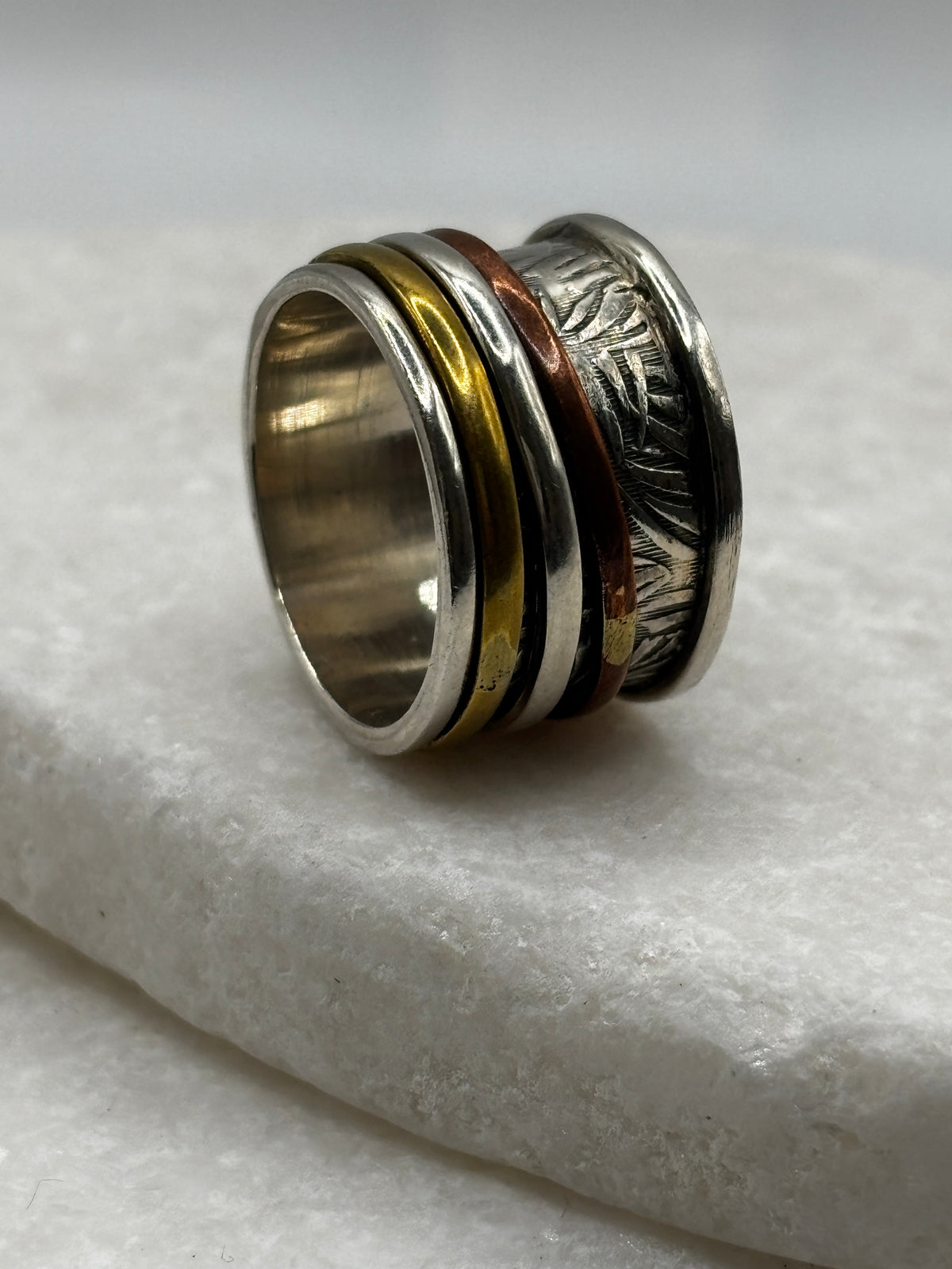 925 Sterling Silver Fidget Spinner Ring - UK Size N