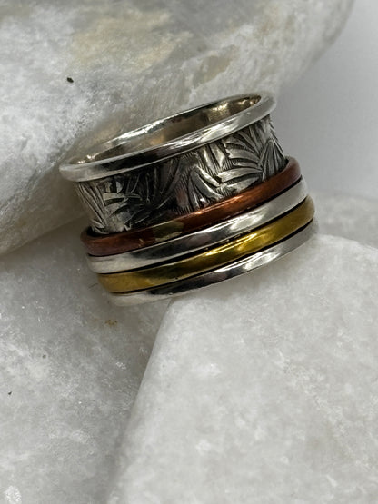 925 Sterling Silver Fidget Spinner Ring - UK Size N