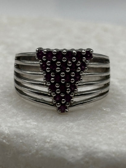 925 Sterling Silver Pink Tourmaline Multi Band Ring - Size O