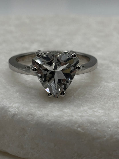 Vintage 925 Sterling Silver Triangle Quartz Ring - Size O
