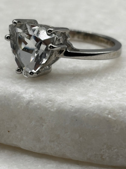 Vintage 925 Sterling Silver Triangle Quartz Ring - Size O