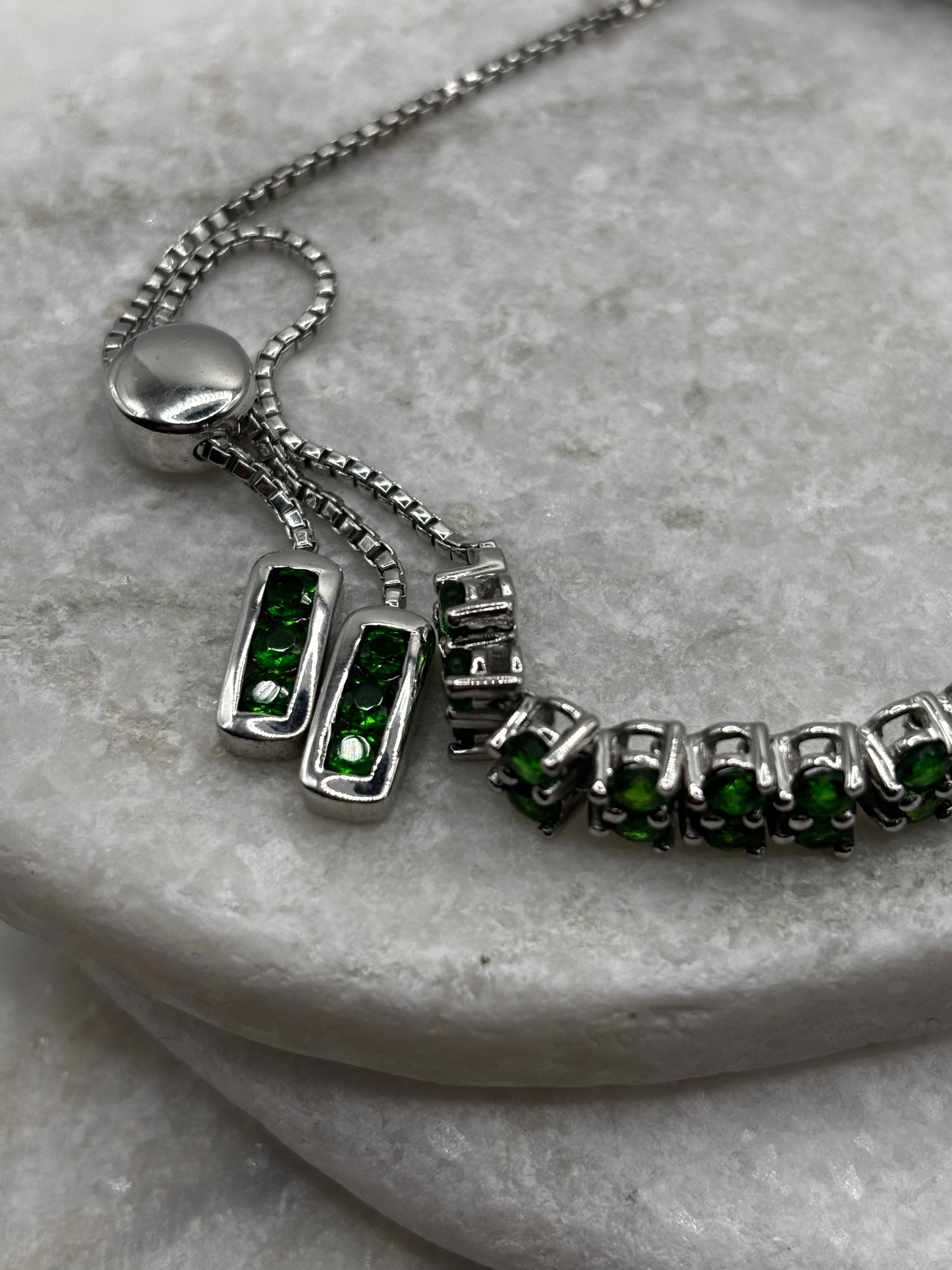 925 Sterling Silver Chrome Diopside Bracelet