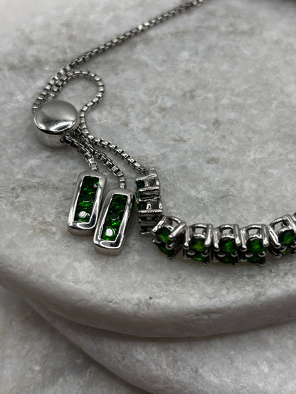 925 Sterling Silver Chrome Diopside Bracelet