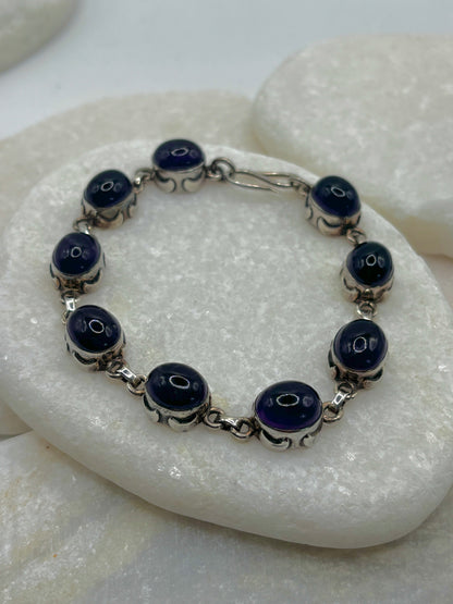 Vintage 925 Sterling Silver Amethyst Bracelet