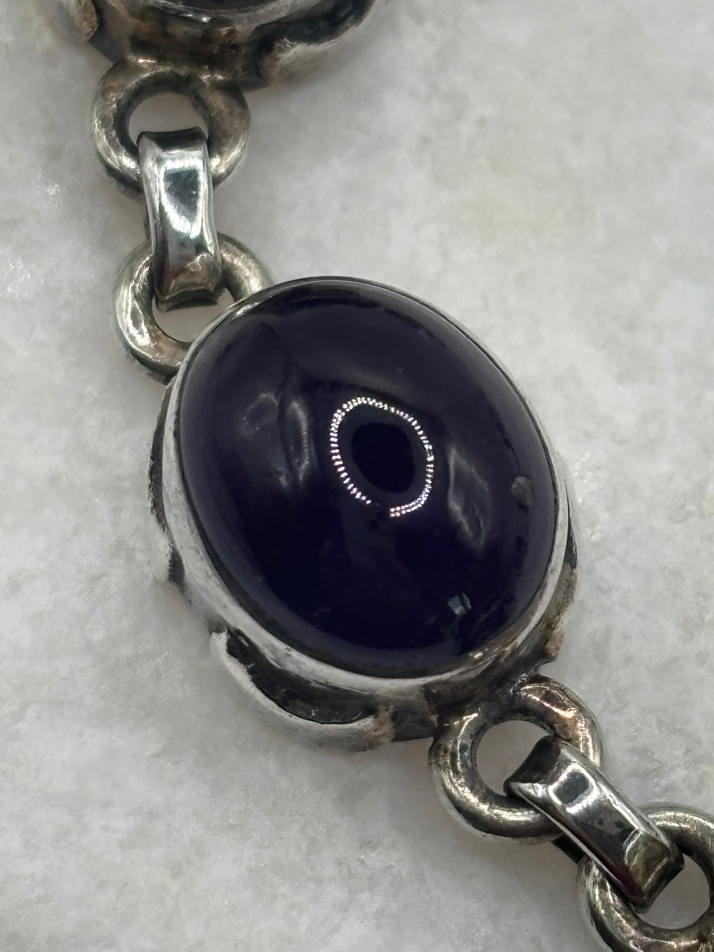 Vintage 925 Sterling Silver Amethyst Bracelet
