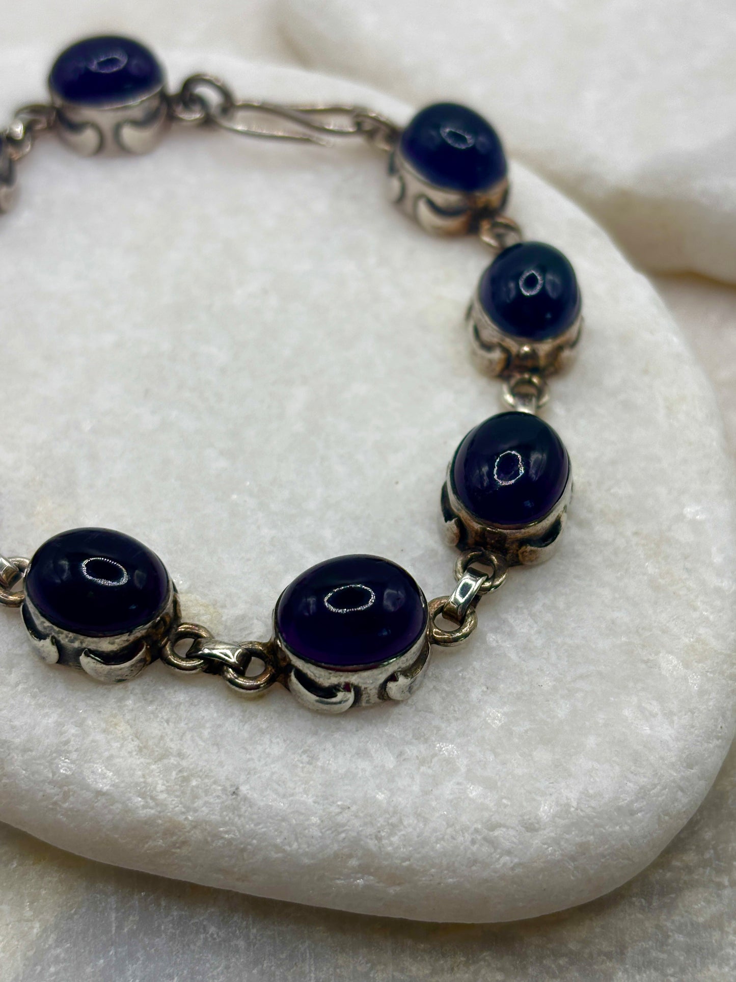 Vintage 925 Sterling Silver Amethyst Bracelet