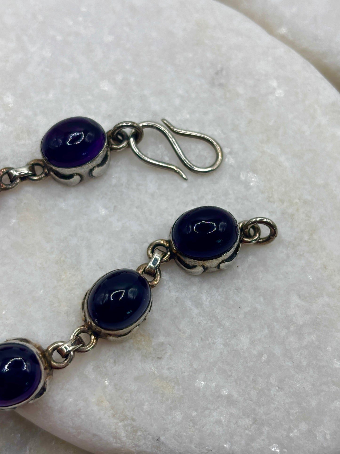 Vintage 925 Sterling Silver Amethyst Bracelet