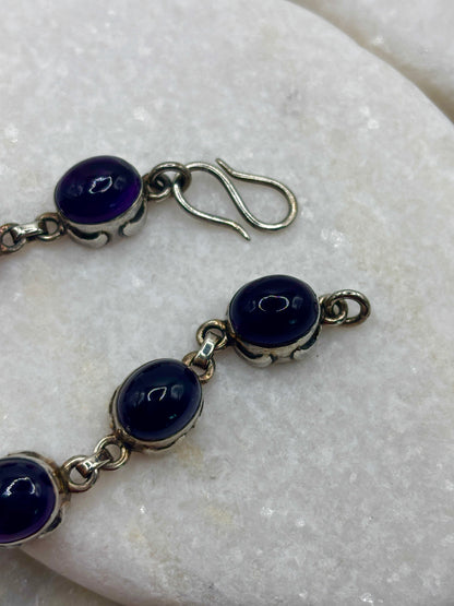 Vintage 925 Sterling Silver Amethyst Bracelet