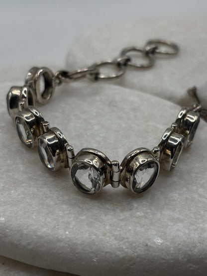 Vintage 925 Sterling Silver Clear Quartz Bracelet