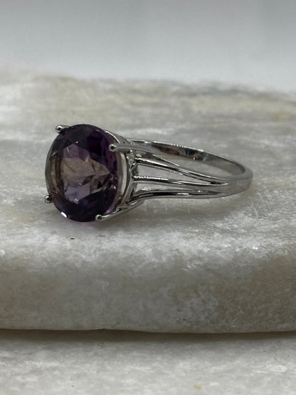 925 Sterling Silver Faceted Ametrine Solitaire Ring - Size S