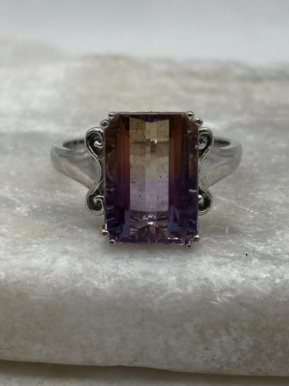925 Sterling Silver Ametrine Ring - Size T