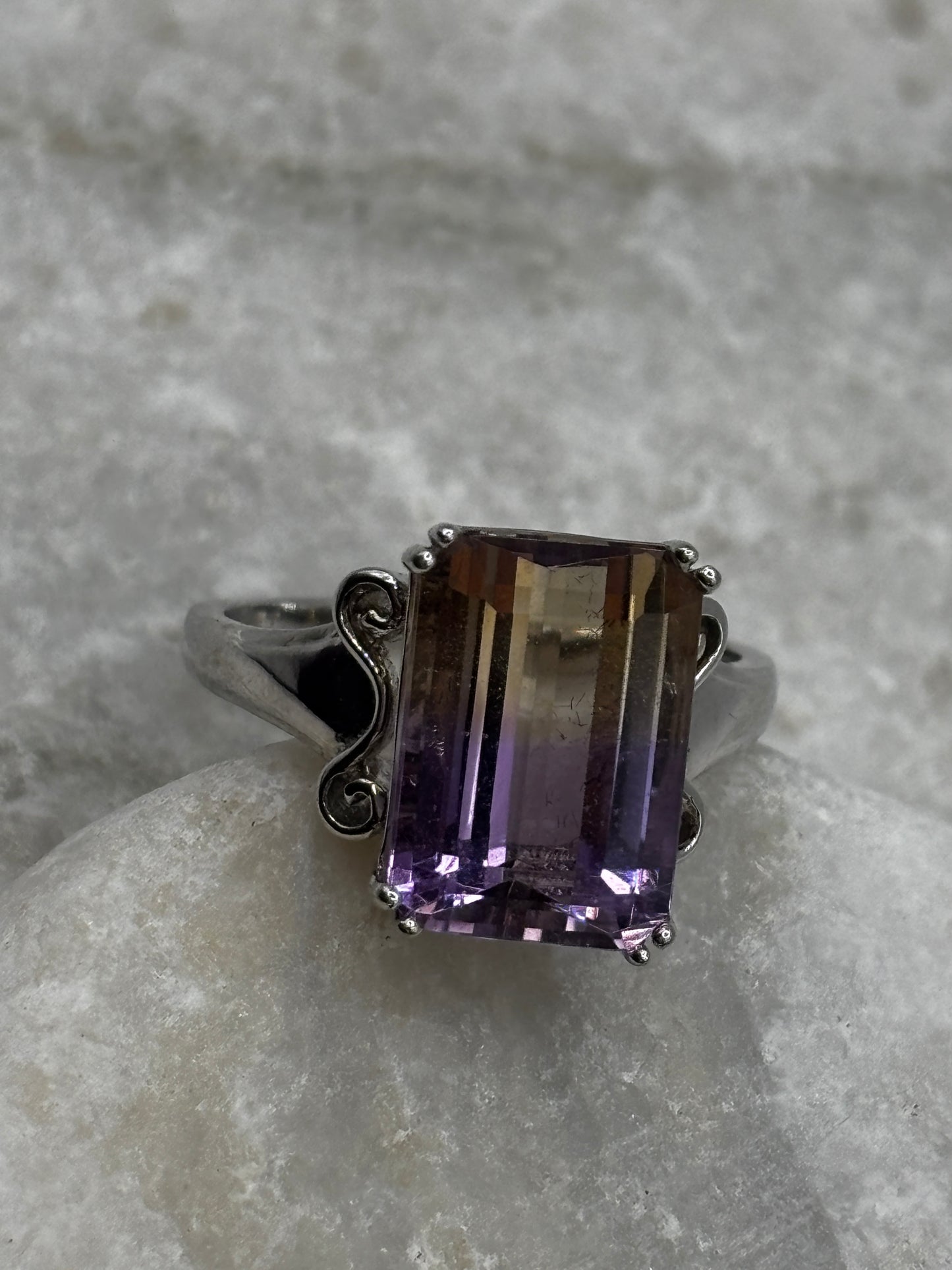 925 Sterling Silver Ametrine Ring - Size T