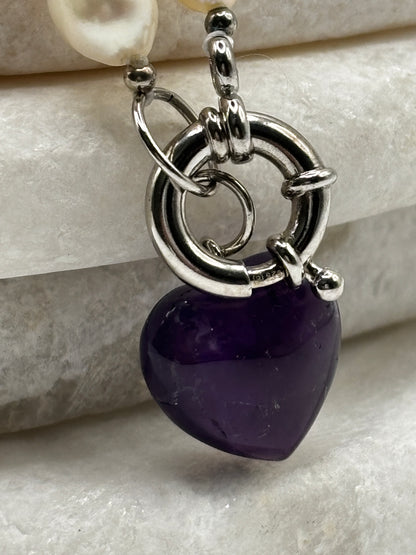 925 Sterling Silver Amethyst & Kaori Cultured Pearl Necklace