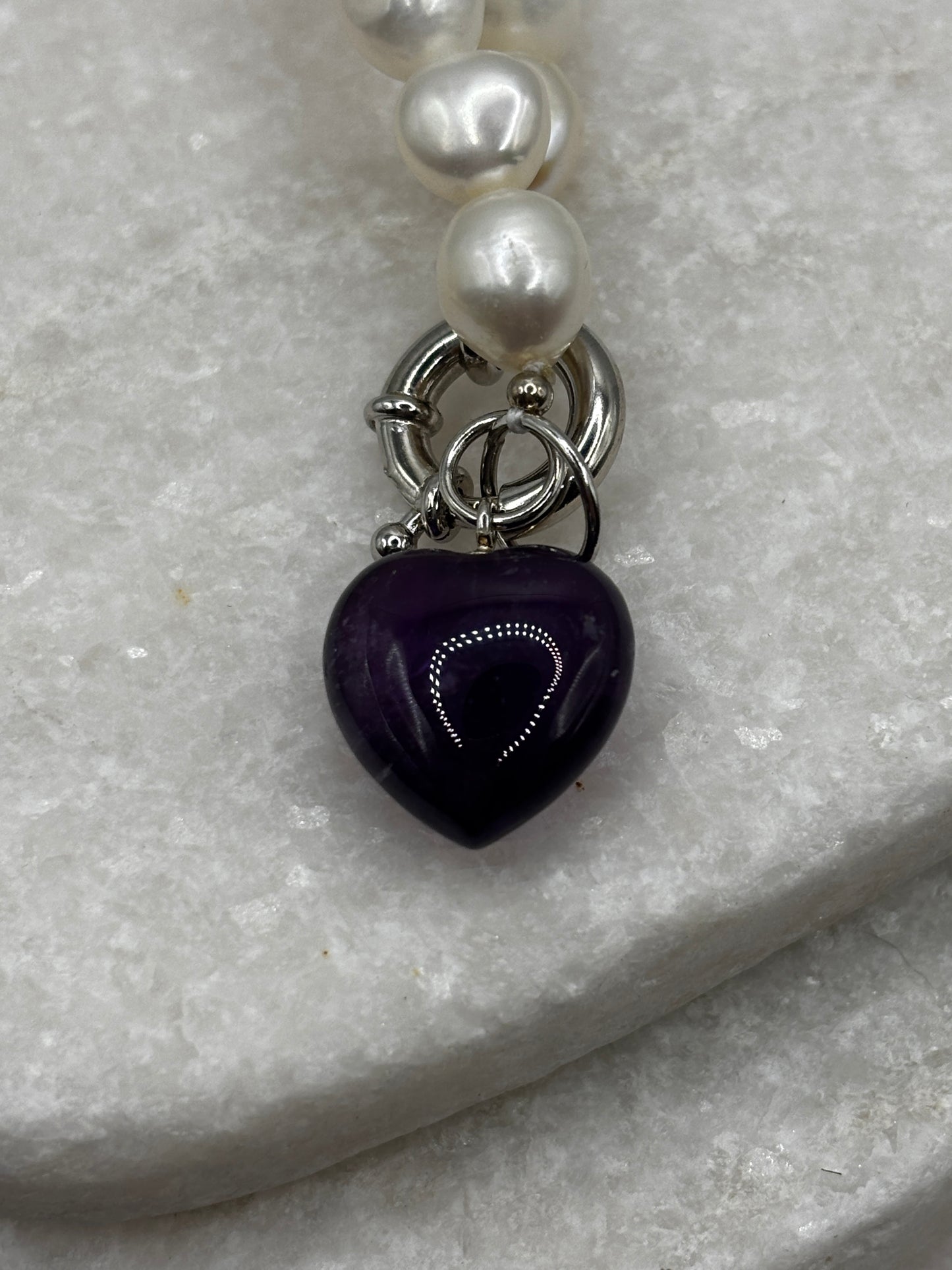 925 Sterling Silver Amethyst & Kaori Cultured Pearl Necklace