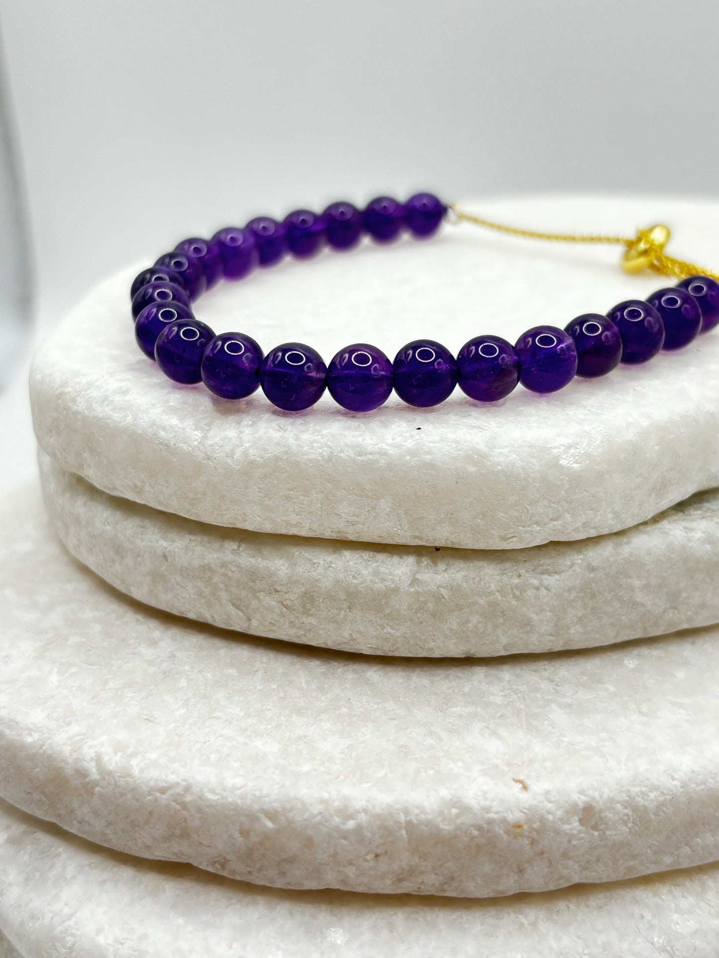 925 Sterling Silver Amethyst Gilded Slider Bracelet