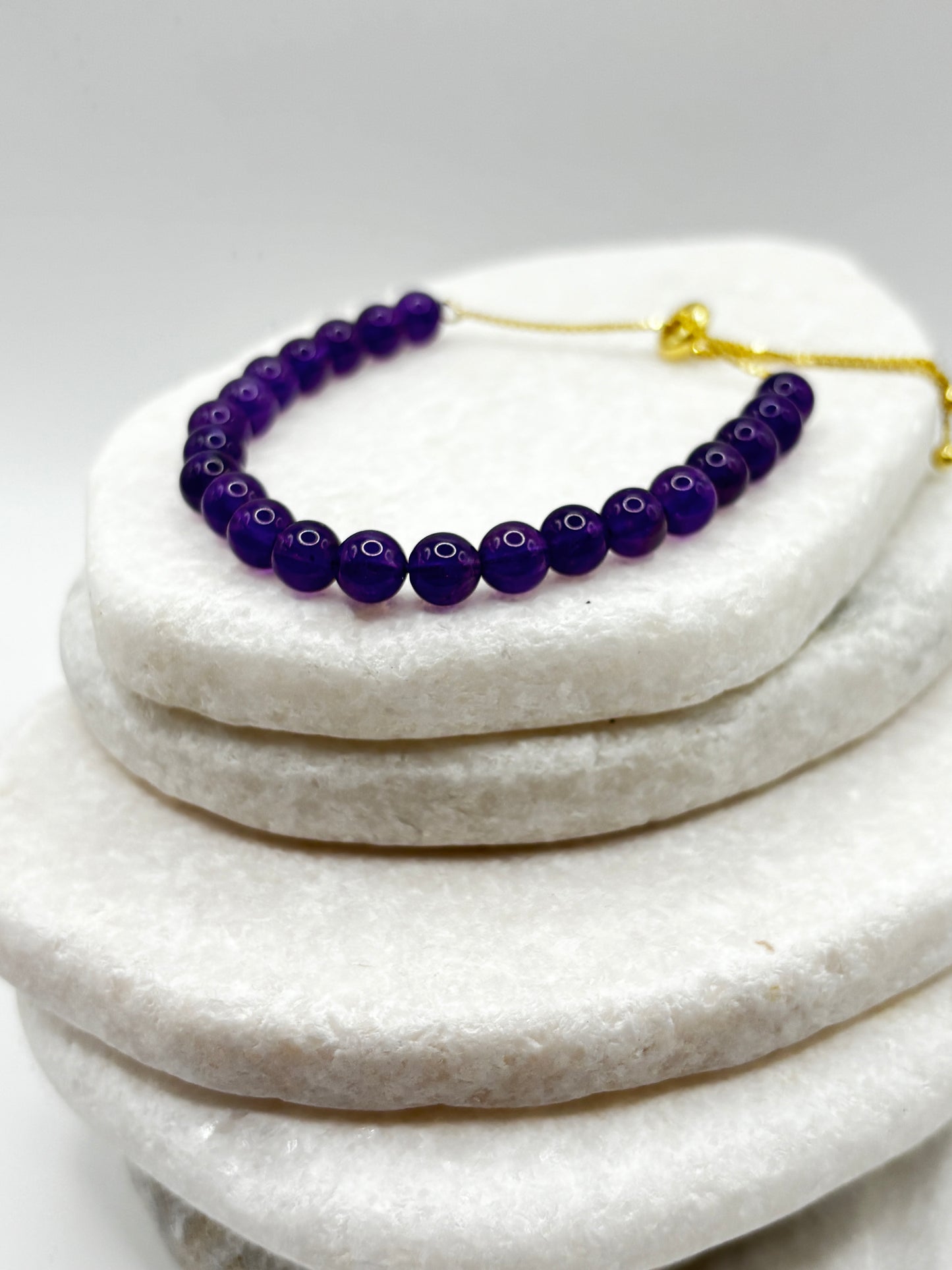 925 Sterling Silver Amethyst Gilded Slider Bracelet