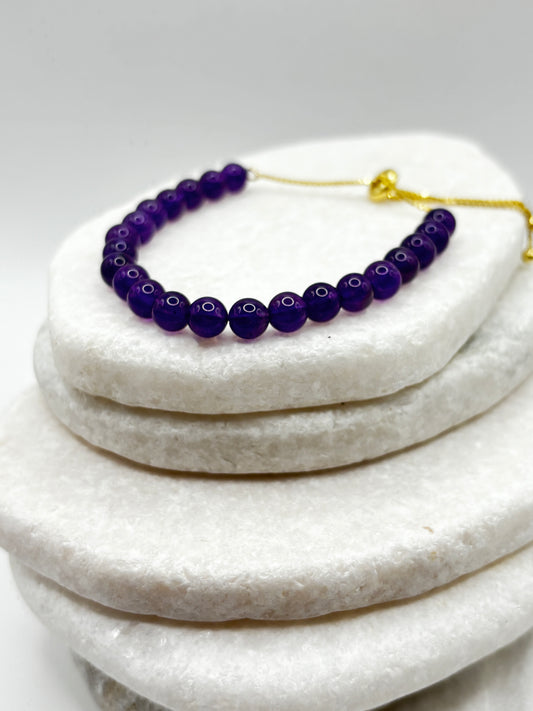 925 Sterling Silver Amethyst Gilded Slider Bracelet
