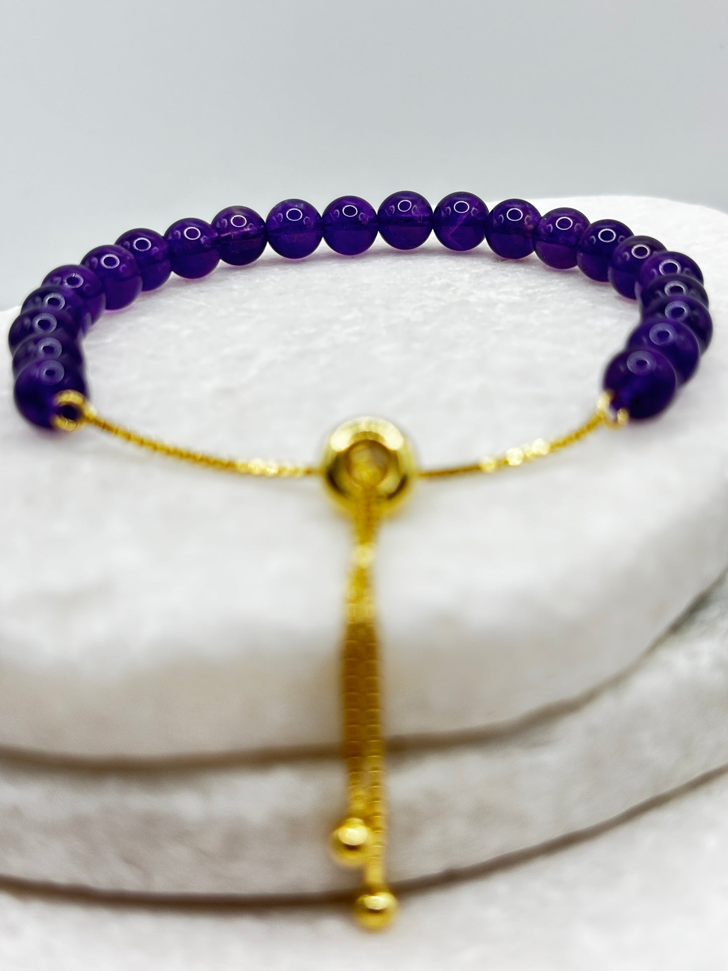 925 Sterling Silver Amethyst Gilded Slider Bracelet