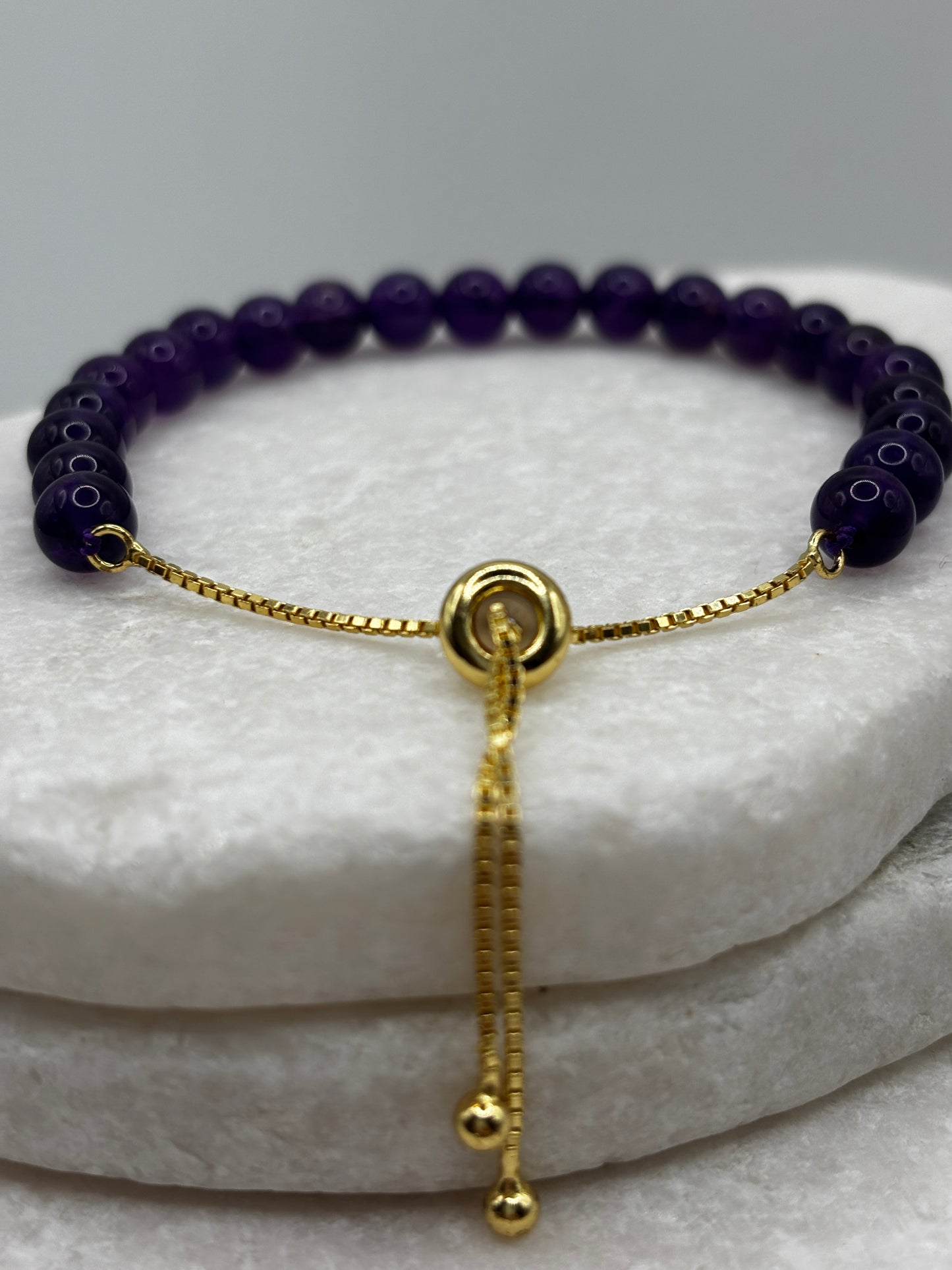 925 Sterling Silver Amethyst Gilded Slider Bracelet