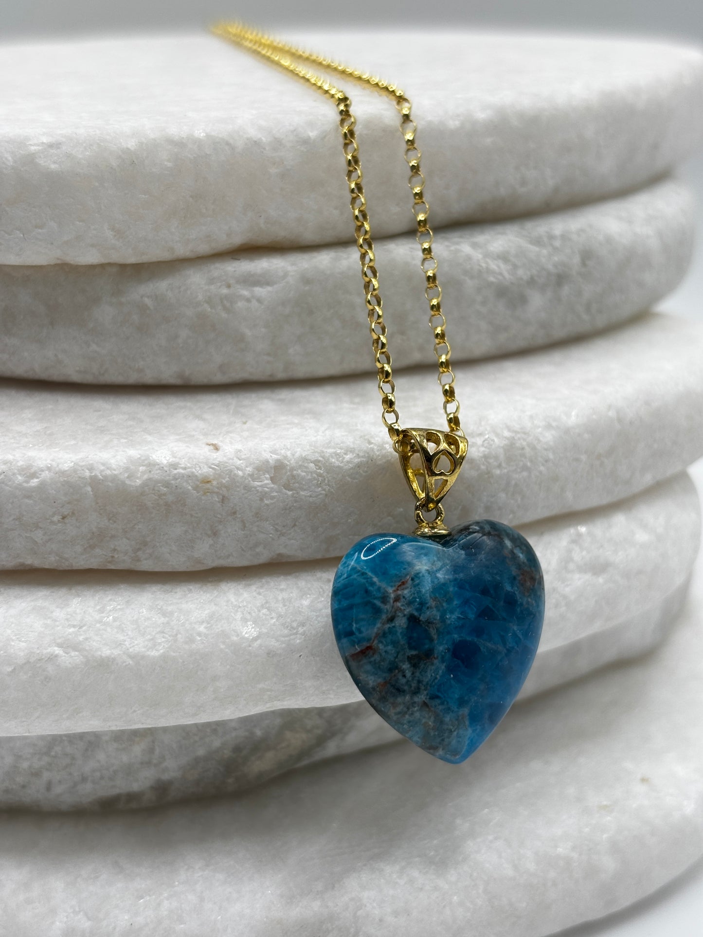 925 Sterling Silver Gilded Neon Apatite Sterling Silver Heart Pendant