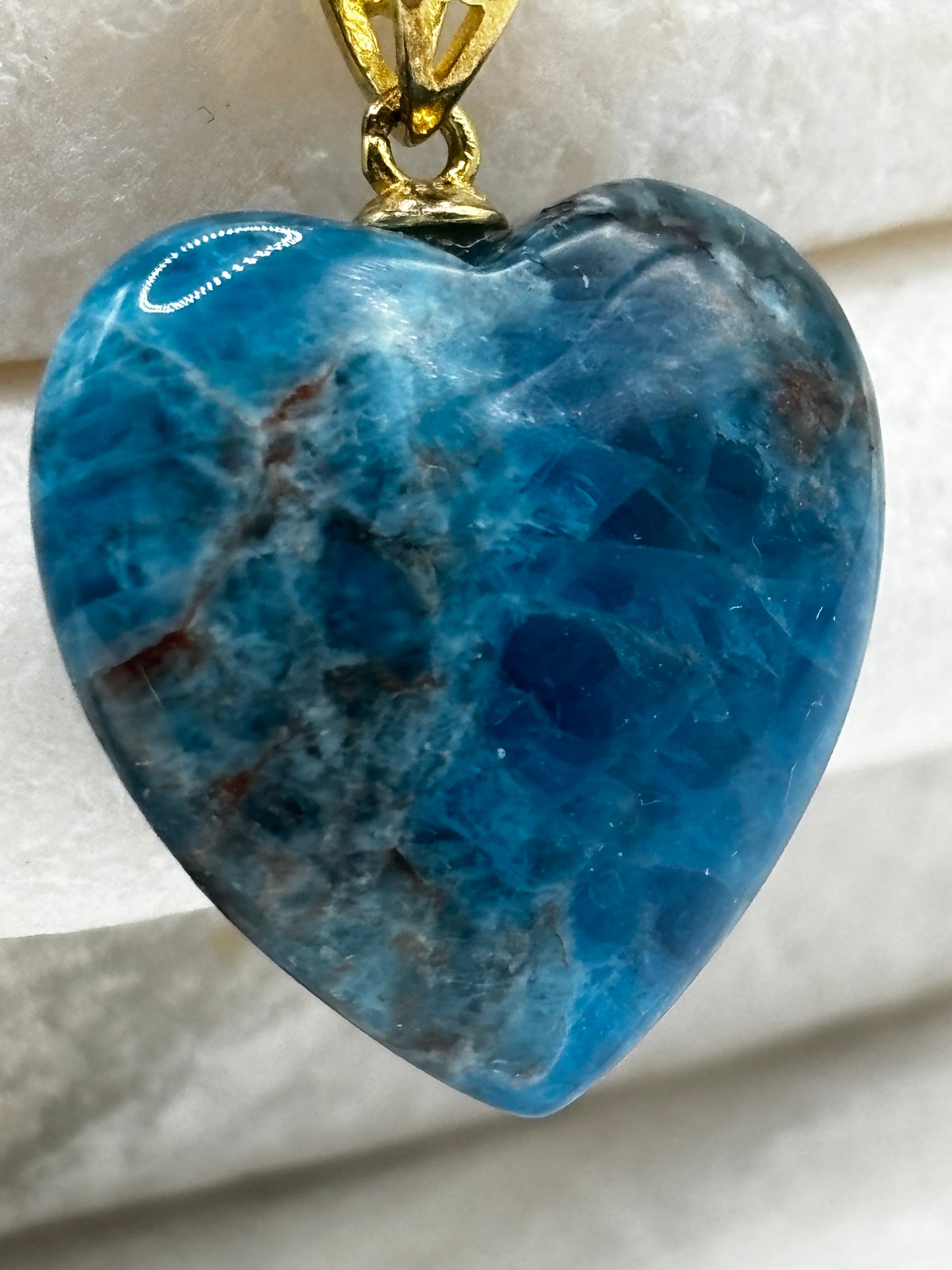 925 Sterling Silver Gilded Neon Apatite Sterling Silver Heart Pendant