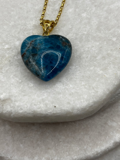 925 Sterling Silver Gilded Neon Apatite Sterling Silver Heart Pendant