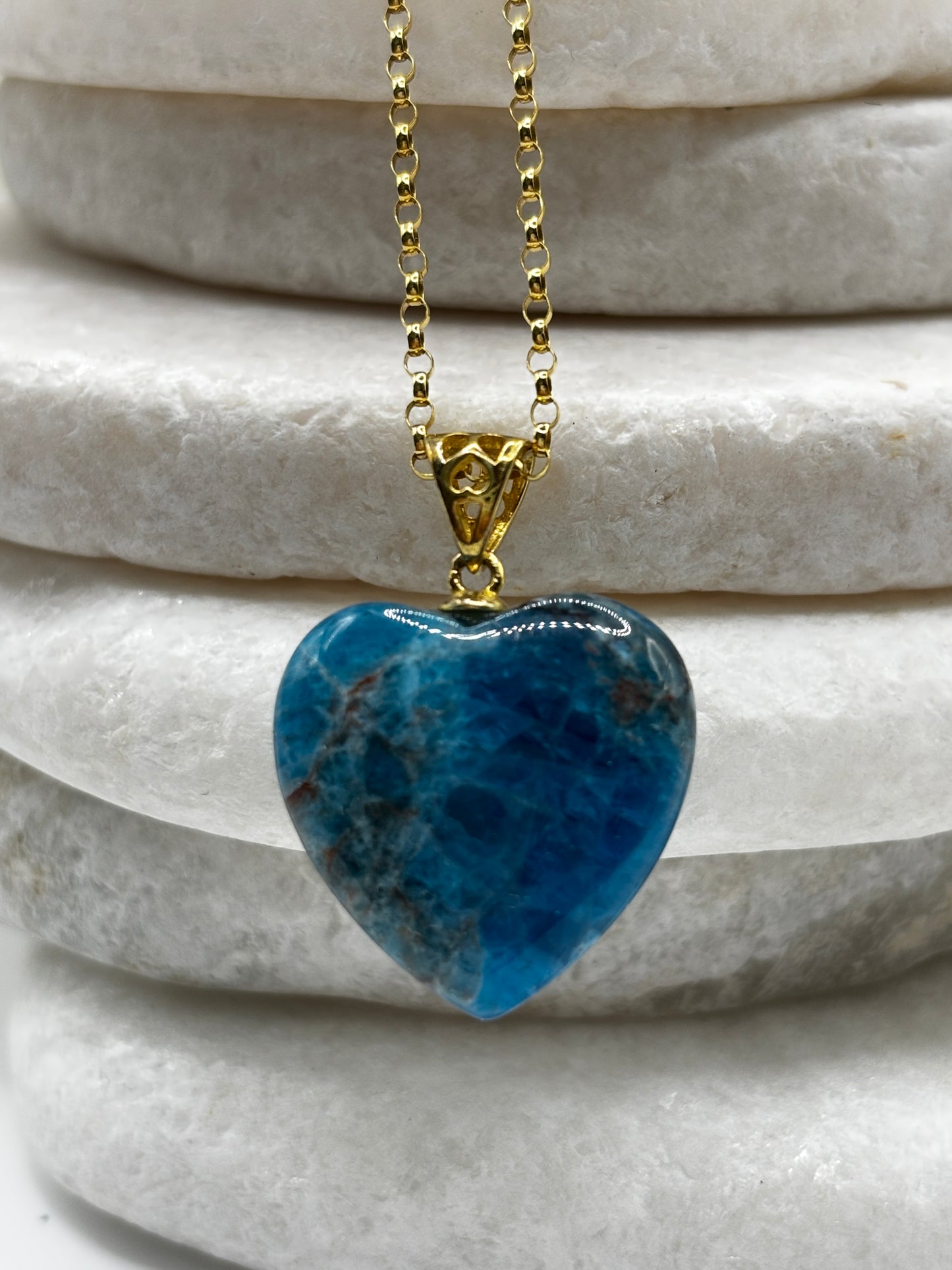 925 Sterling Silver Gilded Neon Apatite Sterling Silver Heart Pendant