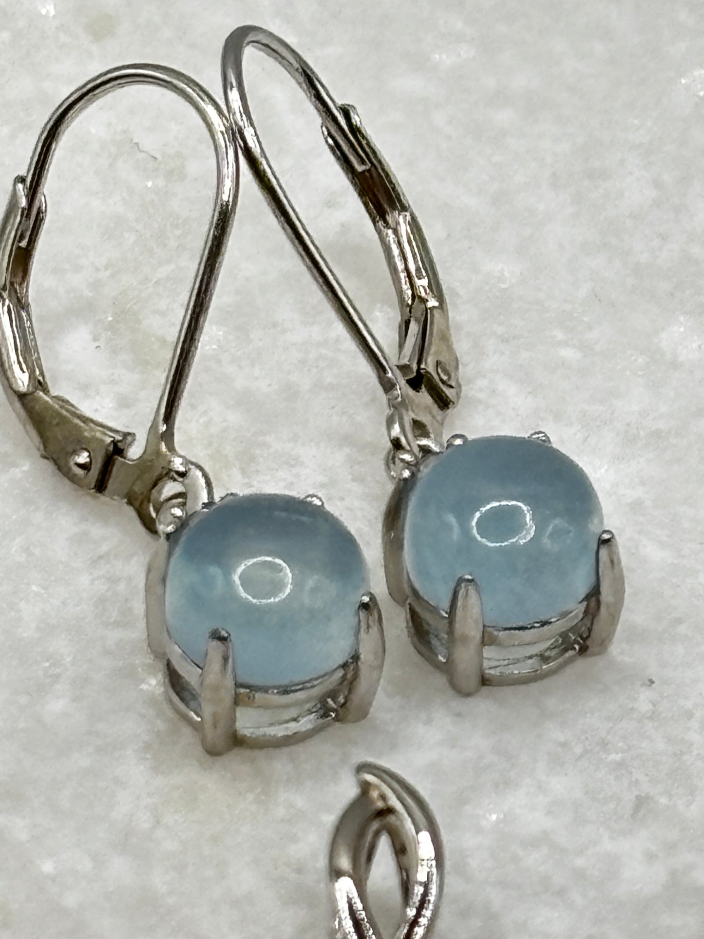 Genuine 925 Sterling Silver Aquamarine Set - Ring, Earrings & Pendant