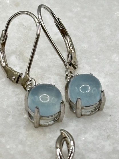 Genuine 925 Sterling Silver Aquamarine Set - Ring, Earrings & Pendant