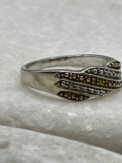 925 Sterling Silver Single Diamond Band Ring - Size O
