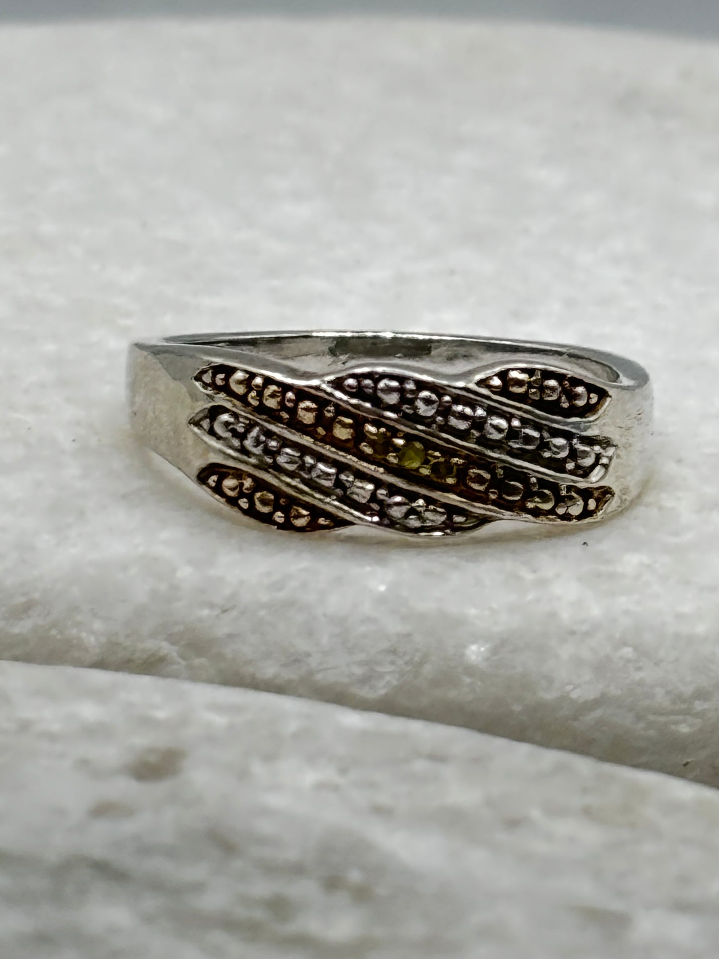 925 Sterling Silver Single Diamond Band Ring - Size O
