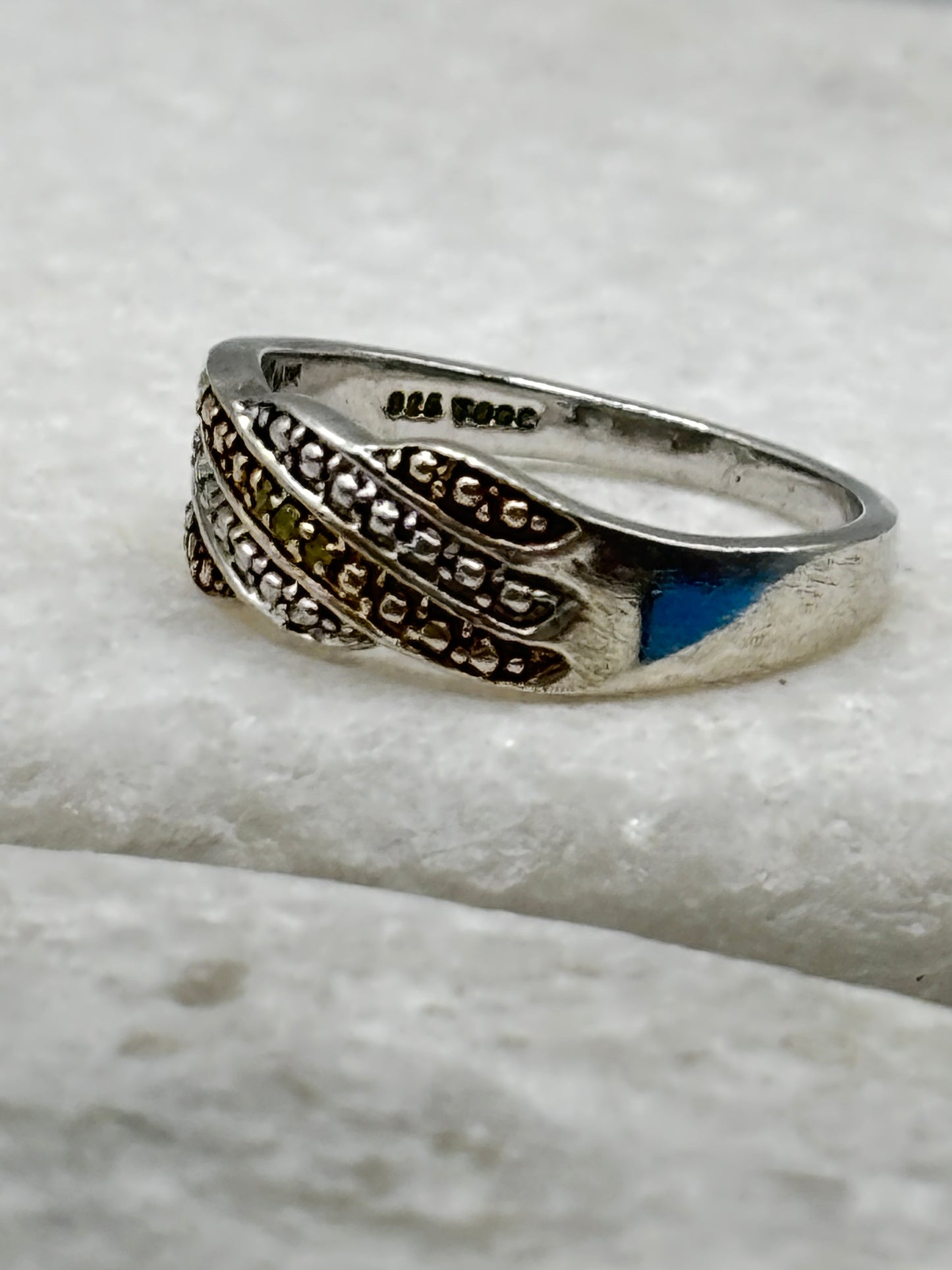 925 Sterling Silver Single Diamond Band Ring - Size O