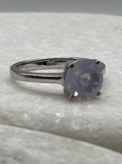 925 Sterling Silver Lavender Quartz Solitaire Ring - Size L.5