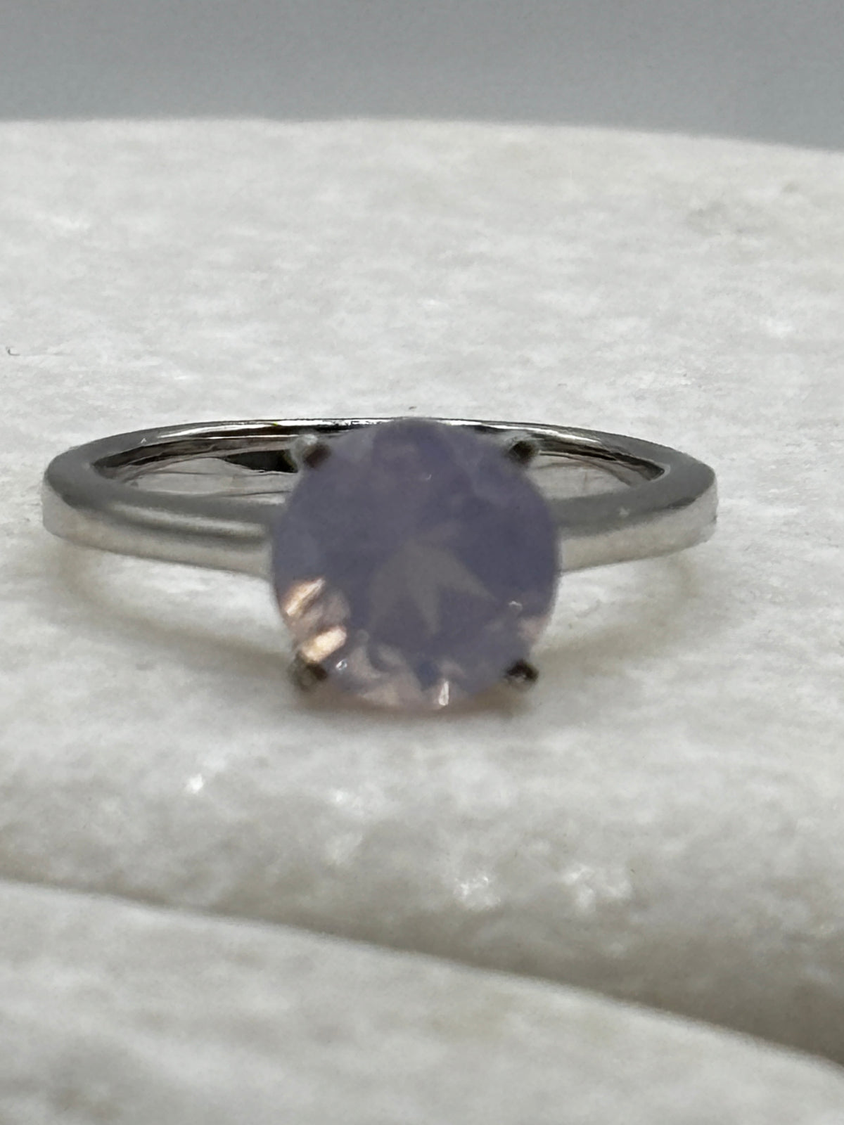 925 Sterling Silver Lavender Quartz Solitaire Ring - Size L.5